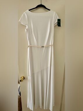 Ralph Lauren Cream Boatneck Maxi Dress with Slim Belt